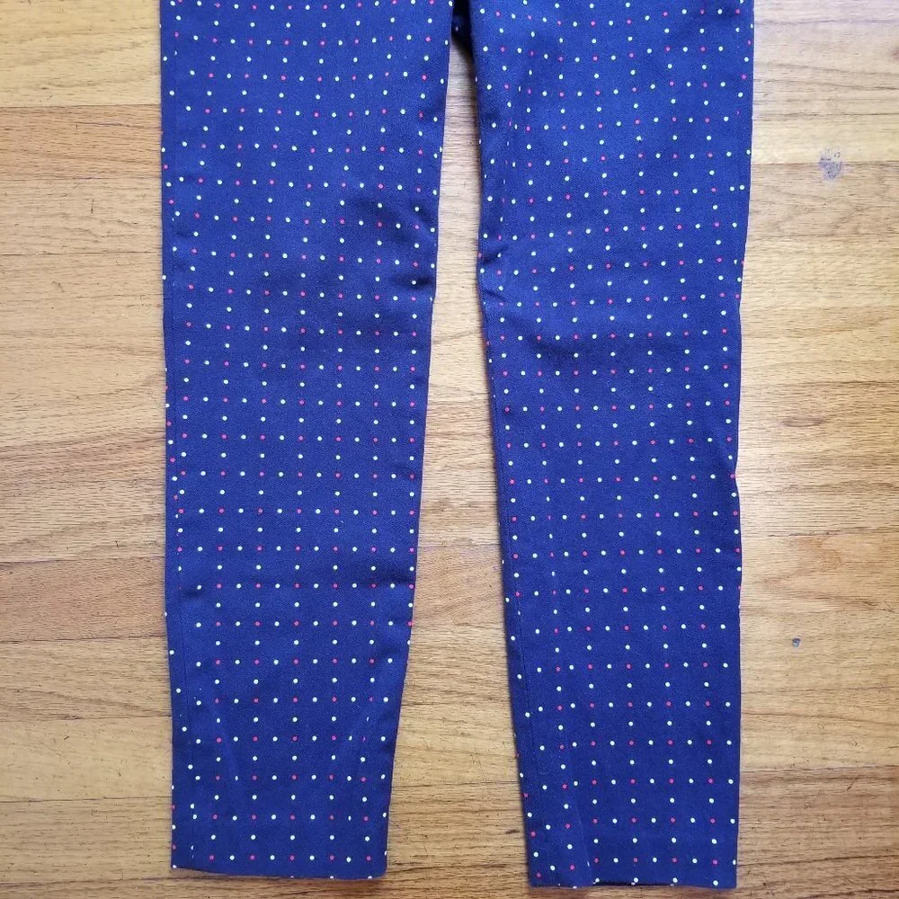 J Crew Women's Sweet Navy Polk Dot Stretch Pants - Picture 3 of 10